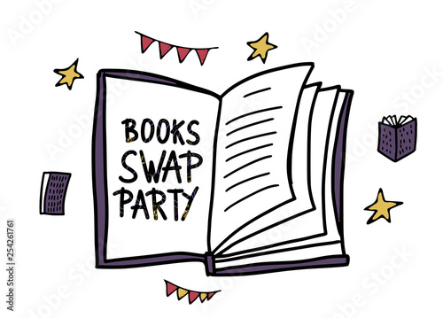 Book Swap hanwritten lettering. Vector design. 