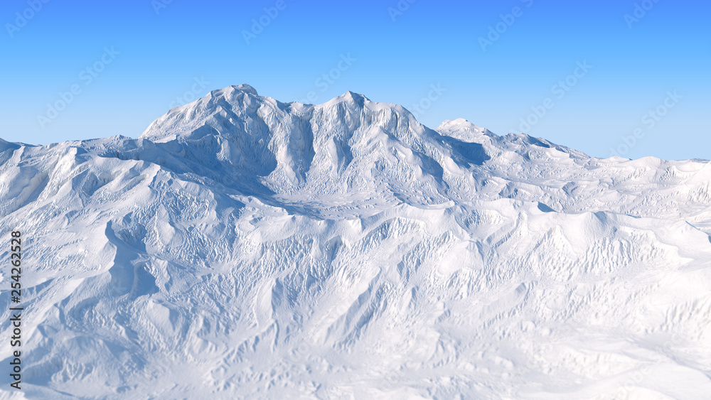 Snowy Mountain. Realistic 3D Illustration. Snowy Mountain. Realistic 3D Illustration.