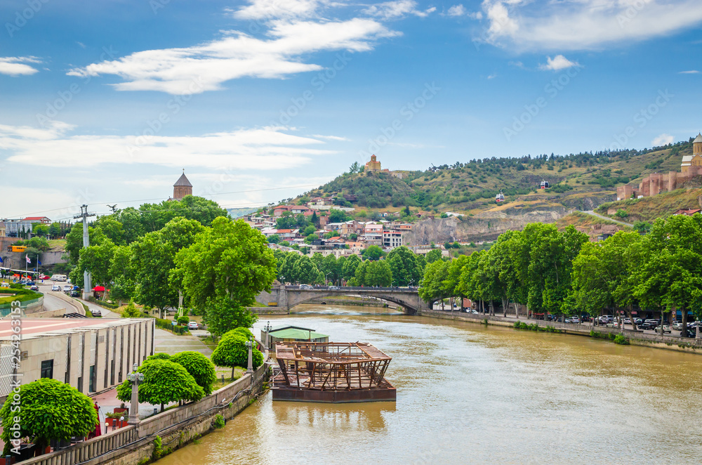 View on Kura river and historical center of Tbilisi, Georgia