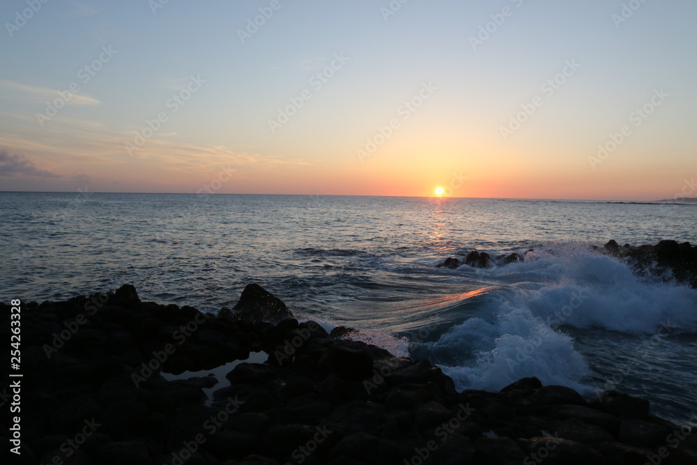 Island surf sunset