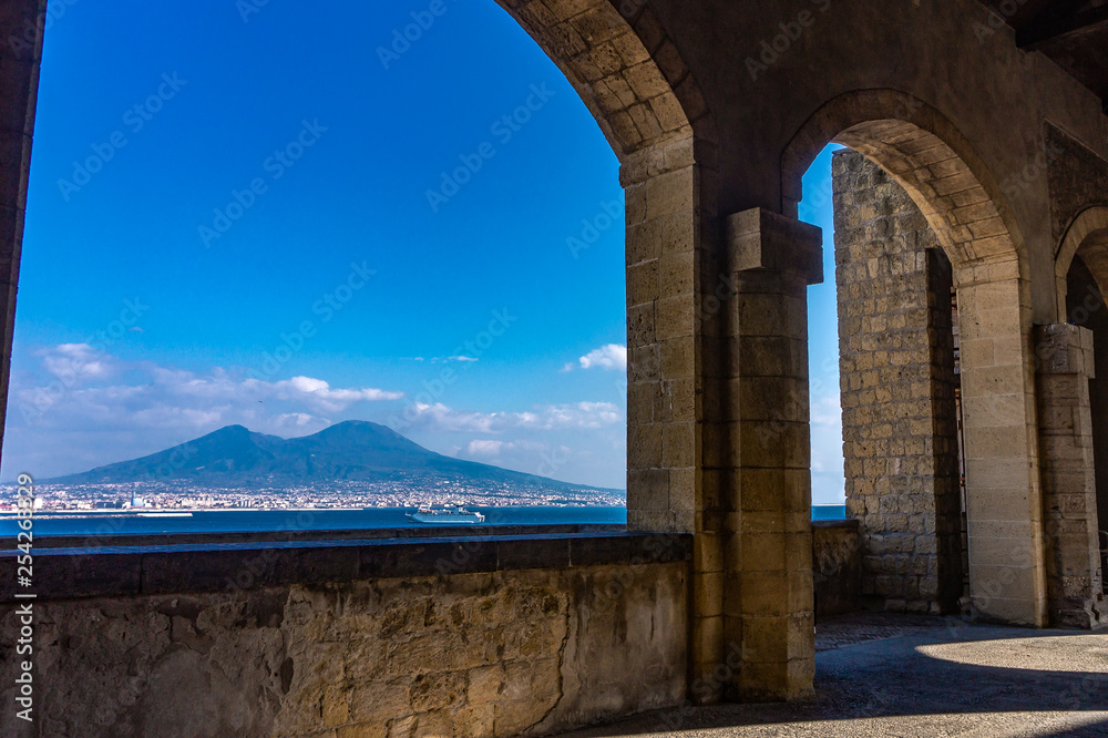 Naples and Mount Vesuvius View from a Terrace