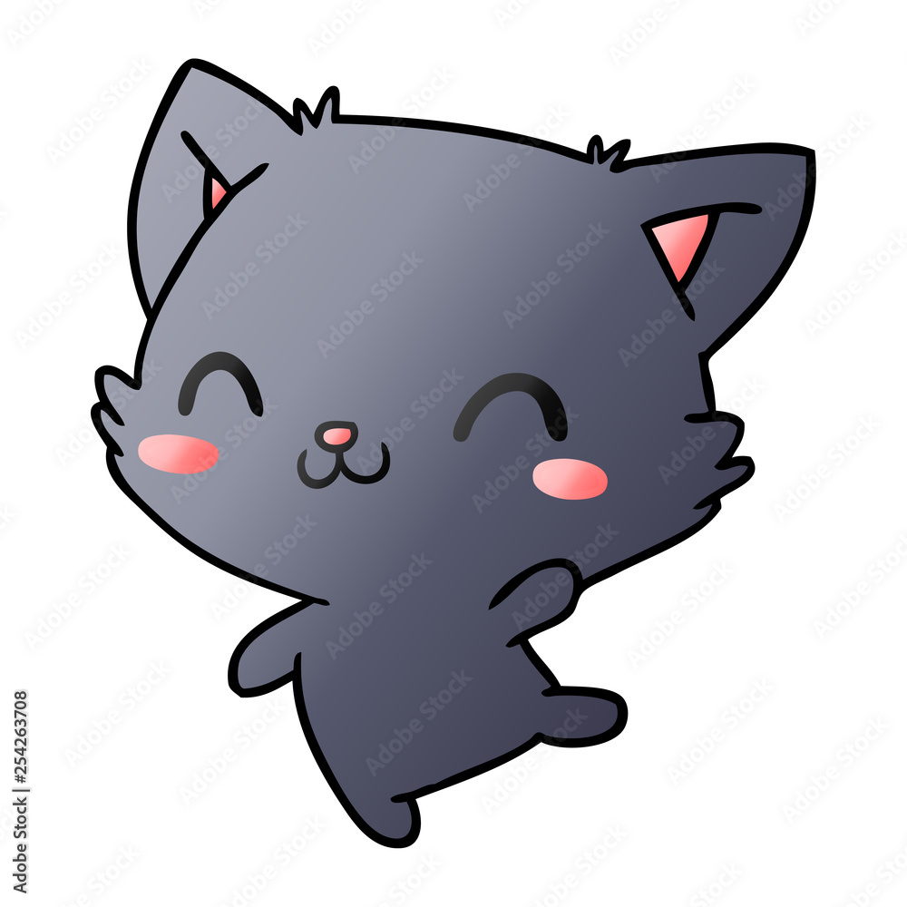 Obraz premium gradient cartoon of cute kawaii cat