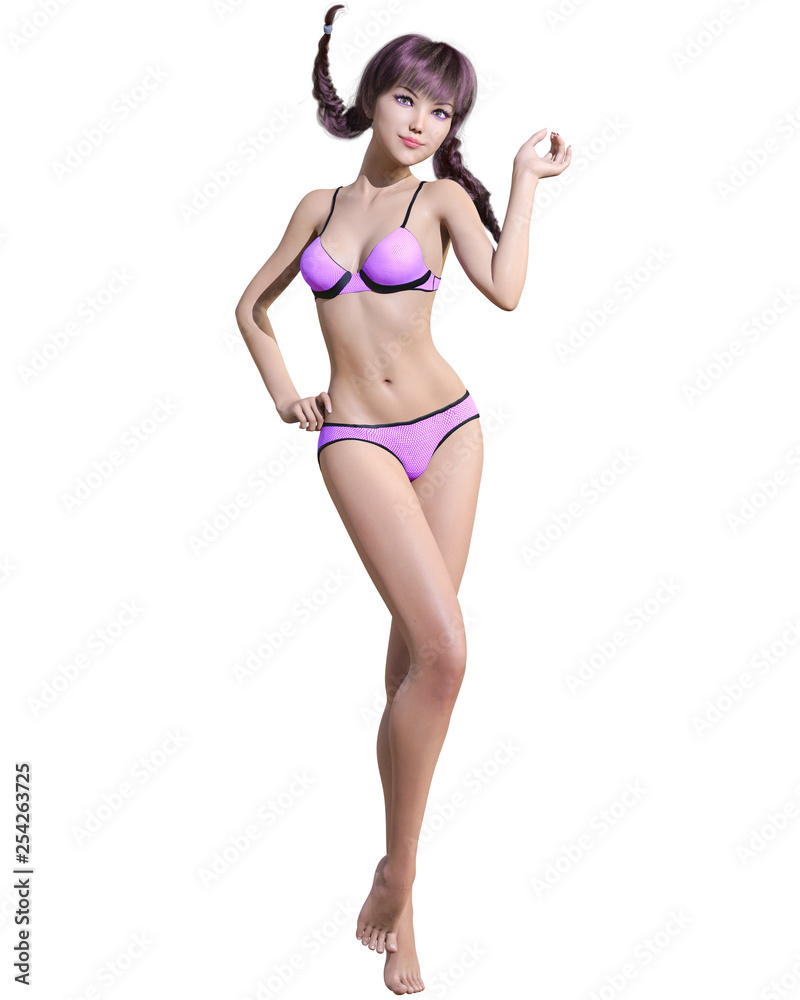3D beautiful summer beach woman swimsuit bikini.Summer rest.Conceptual fashion art.Seductive candid pose.Realistic render illustration.Isolate 3D beautiful summer beach woman swimsuit bikini.Summer rest.Conceptual fashion art.Seductive candid pose.Realistic render illustration.Isolate