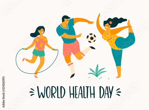 World Health Day. Healthy lifestyle. Sport family.