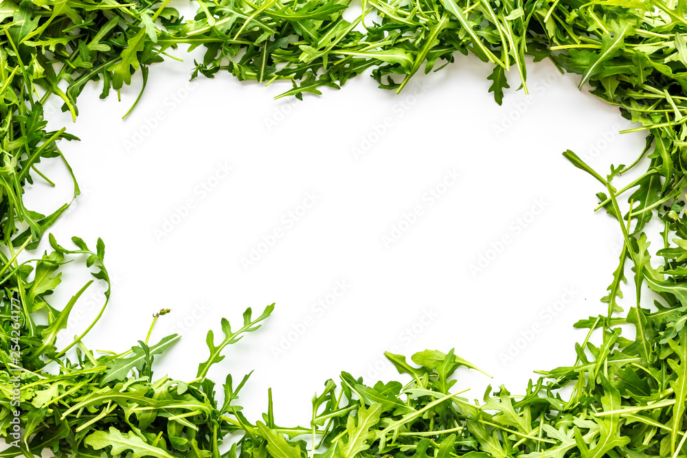 organic food pattern with green herbs on white background top view space for text