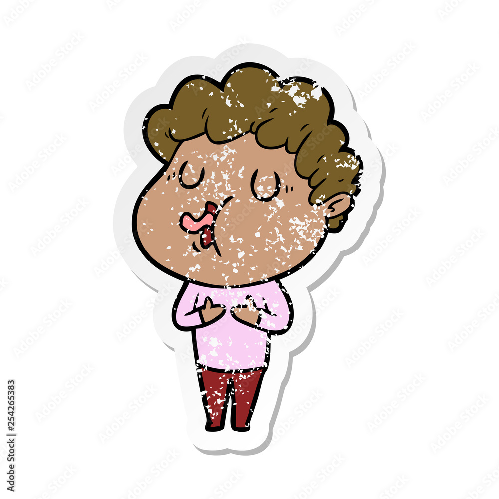 Fototapeta premium distressed sticker of a cartoon man singing