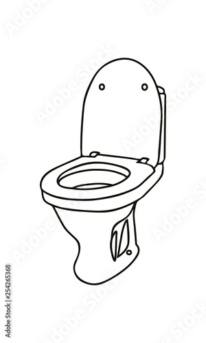 Vector Line Art illustration - toilet
