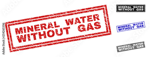 Wallpaper Mural Grunge MINERAL WATER WITHOUT GAS rectangle stamp seals isolated on a white background. Rectangular seals with grunge texture in red, blue, black and grey colors. Torontodigital.ca