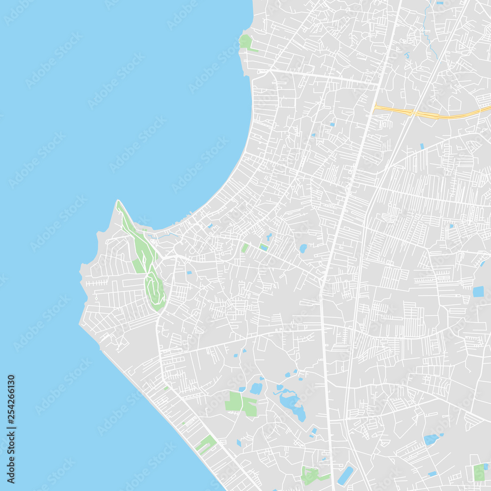 Downtown vector map of Pattaya, Thailand