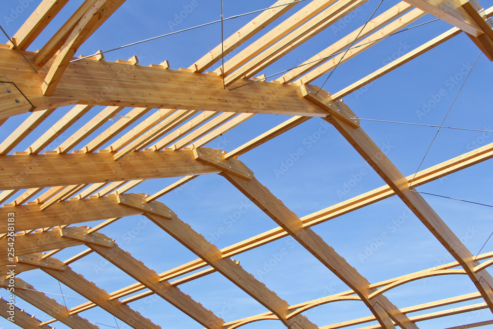 The frame of the building of laminated veneer lumber. Roof construction