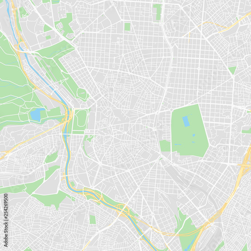 Downtown vector map of Madrid, Spain