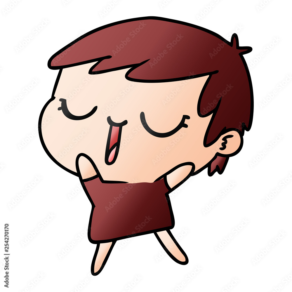 gradient cartoon of cute kawaii short haired girl gradient cartoon of cute kawaii short haired girl