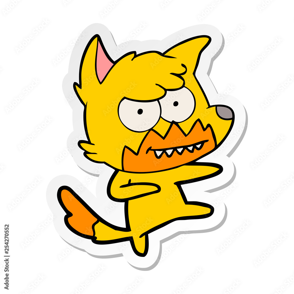 distressed sticker of a cartoon fox distressed sticker of a cartoon fox