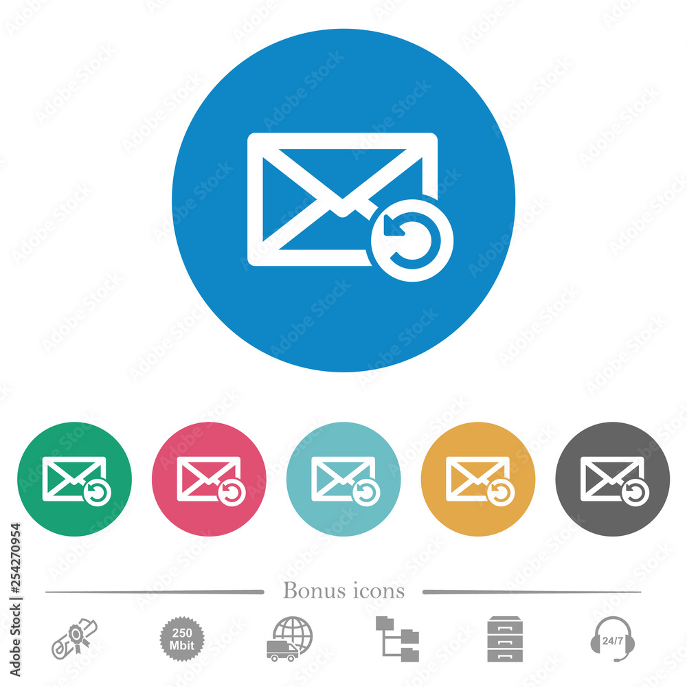 Undelete mail flat round icons Undelete mail flat round icons
