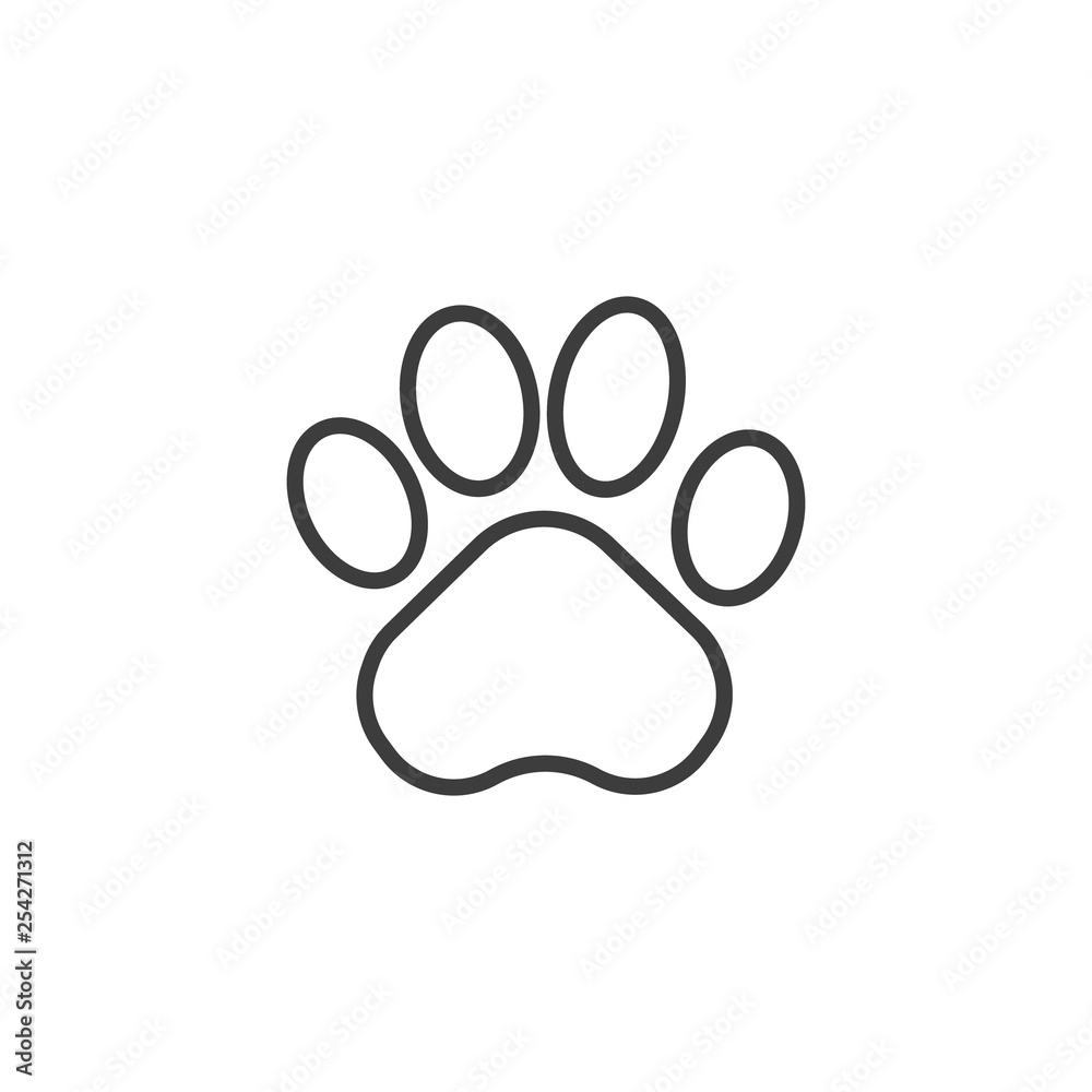 Animal foot print. Line style icon. Vector illustration. Animal foot print. Line style icon. Vector illustration.