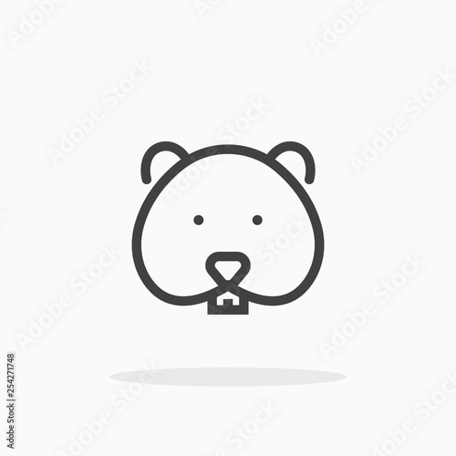 Hamster icon in line style. Editable stroke.