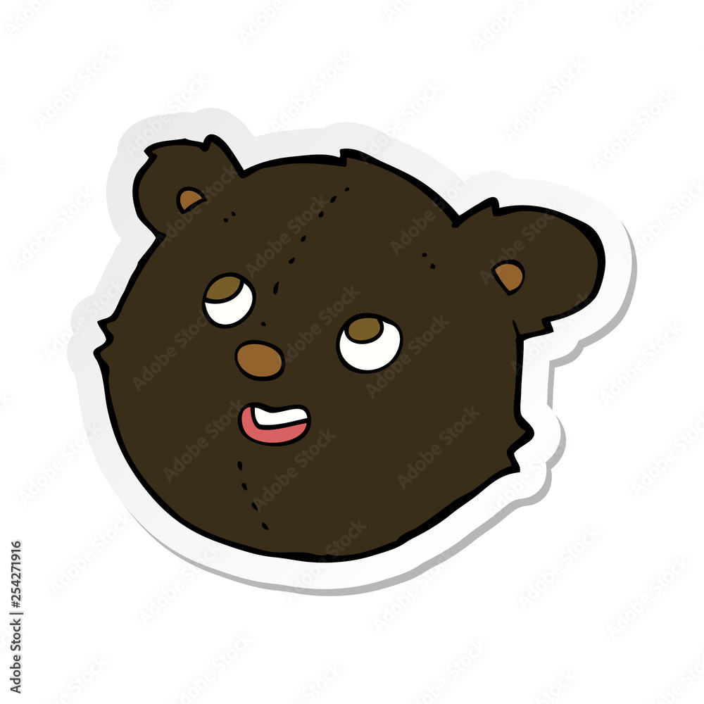 Fototapeta premium sticker of a cartoon black bear face