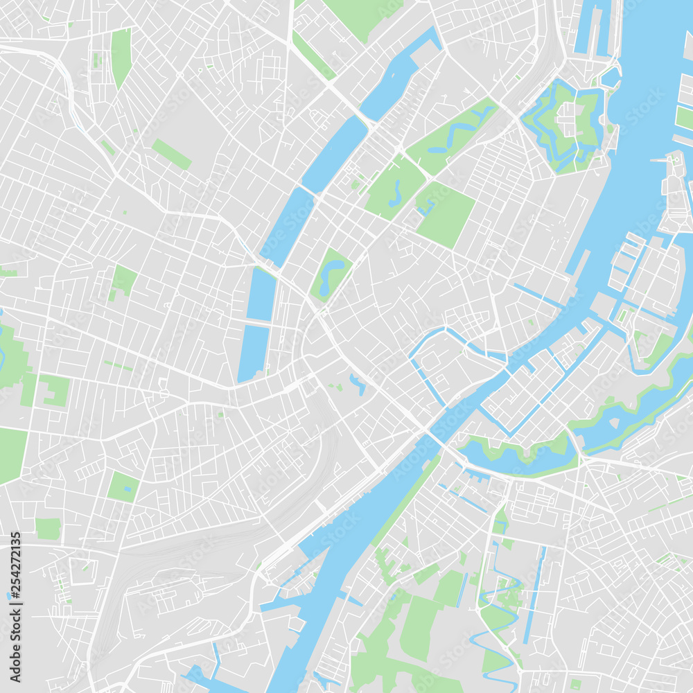 Naklejka premium Mapa wektorowa centrum miasta Kopenhaga, Dania