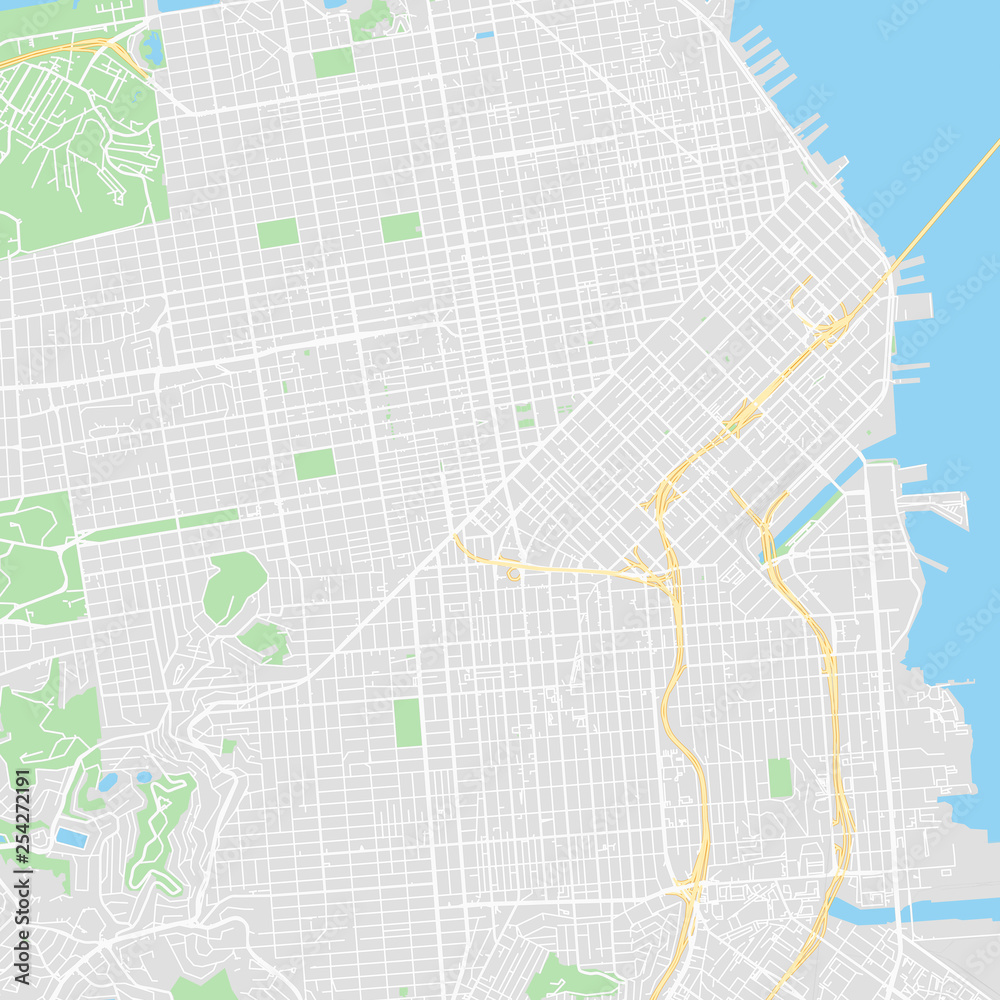 Downtown vector map of San Francisco, United States