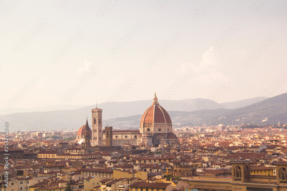 Fototapeta premium Beautiful view of Santa Maria del Fiore and Giotto's Belltower in Florence, Italy