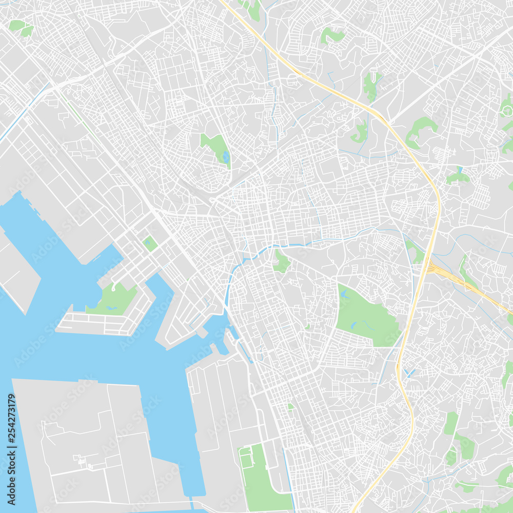 Fototapeta premium Downtown vector map of Chiba, Japan