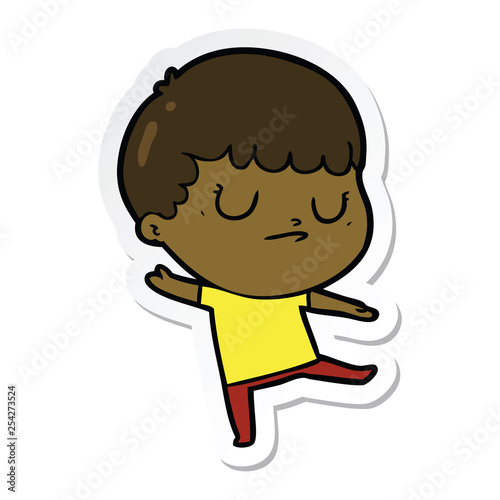 sticker of a cartoon grumpy boy
