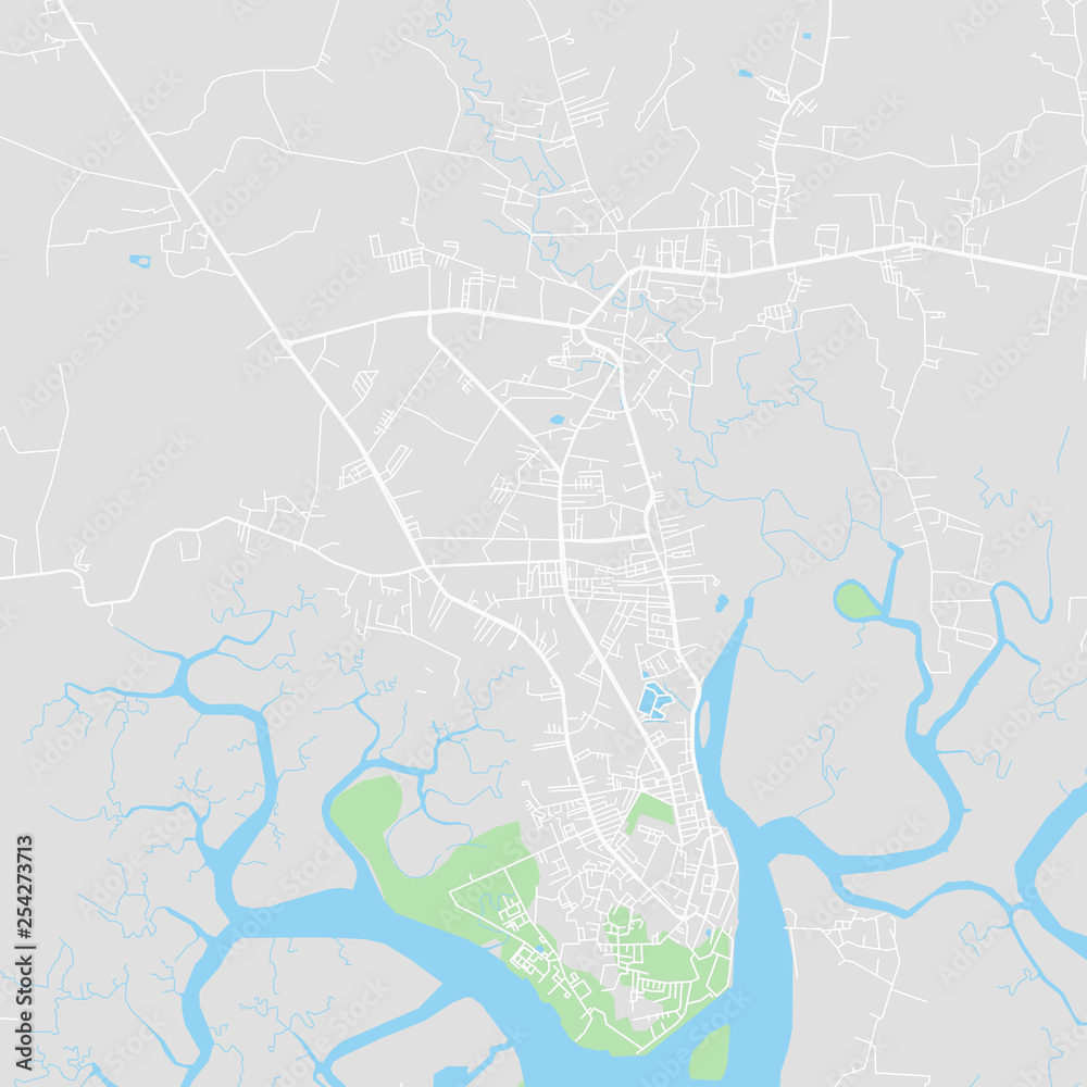 Downtown vector map of Krabi, Thailand Downtown vector map of Krabi, Thailand