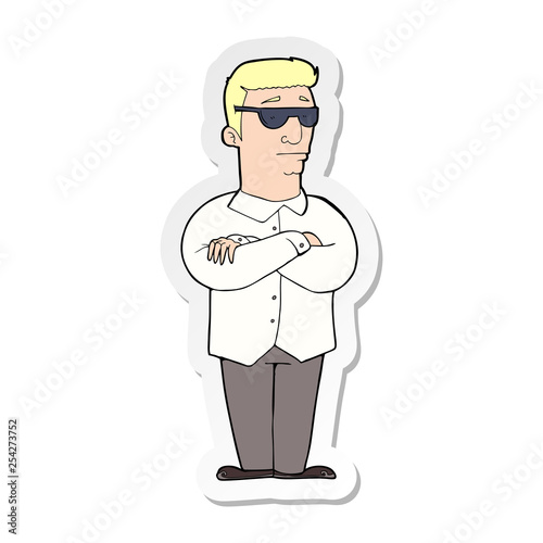 sticker of a cartoon security guy