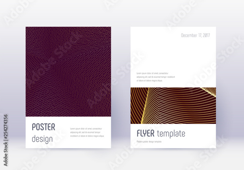 Minimalistic cover design template set. Gold abstr