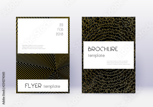Stylish cover design template set. Gold abstract l