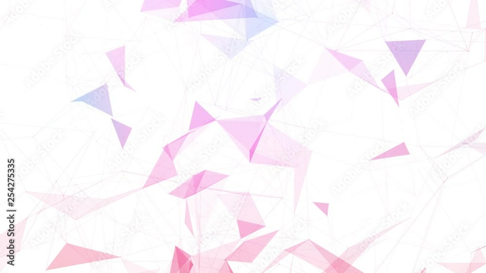 Beautiful red blue colored network lines and triangles motion on white background. 