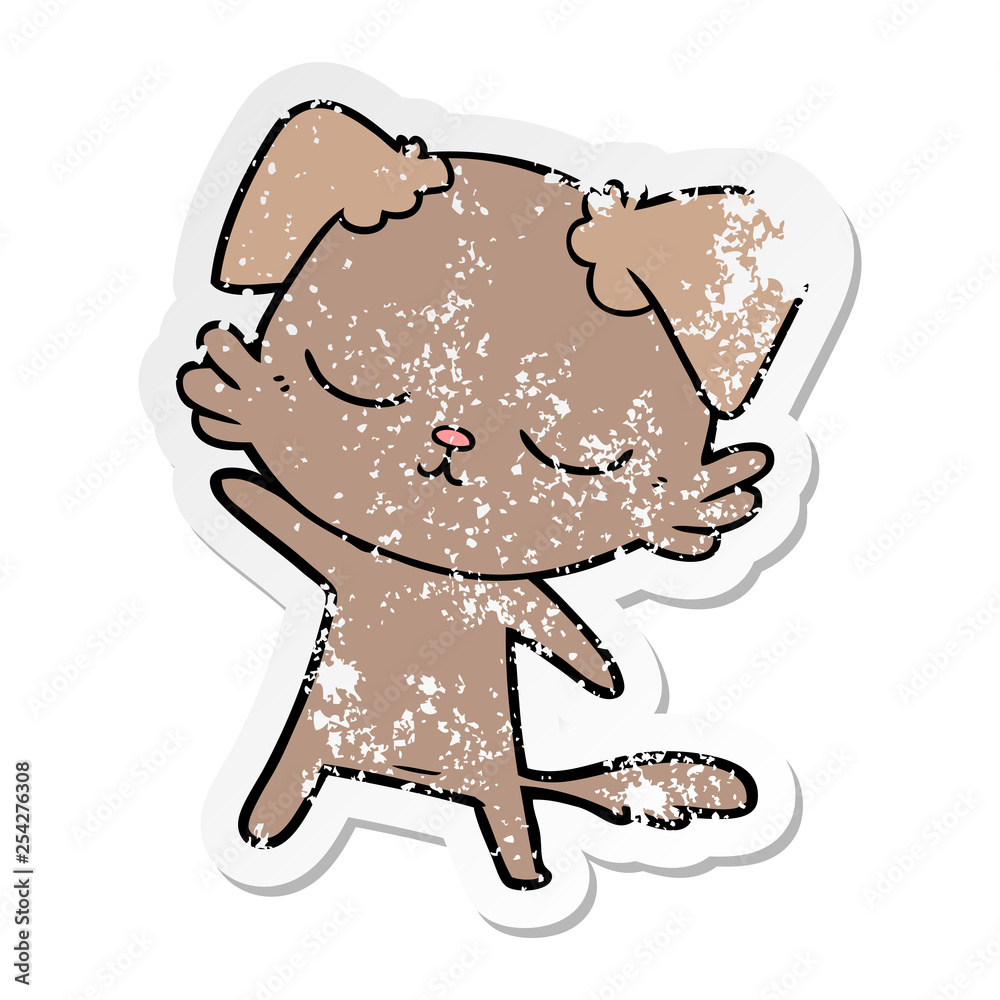 Obraz premium distressed sticker of a cute cartoon dog