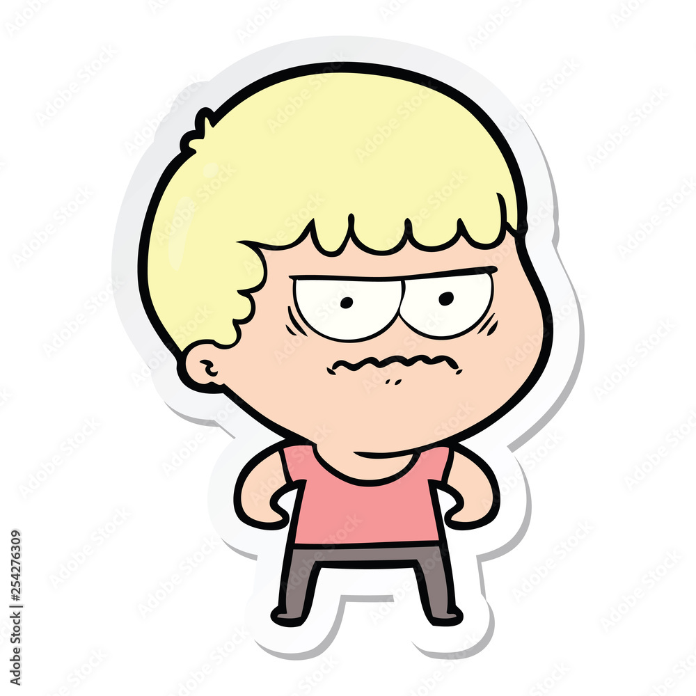 sticker of a cartoon annoyed man
