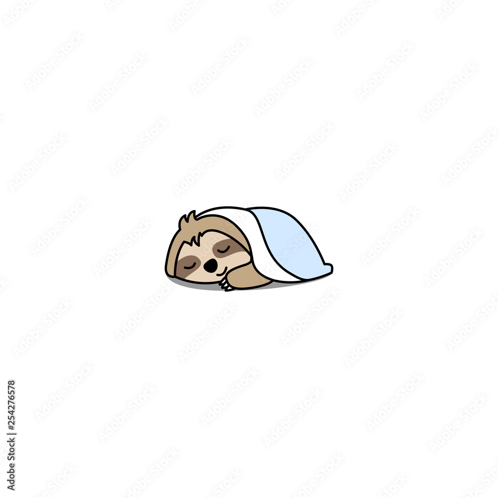 Cute Sloth Sleeping Under A Blanket Cartoon Icon Vector Illustration Stock Vector Adobe Stock