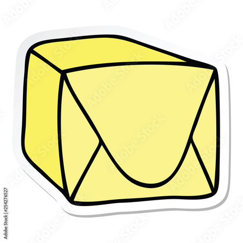 sticker of a quirky hand drawn cartoon brown parcel