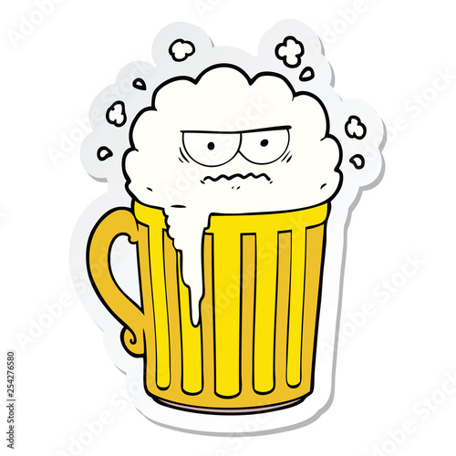 sticker of a cartoon mug of beer