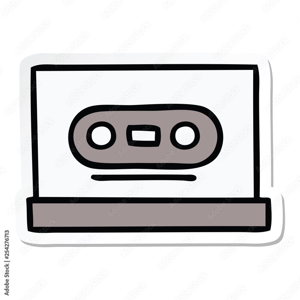 sticker of a cute cartoon retro cassette sticker of a cute cartoon retro cassette