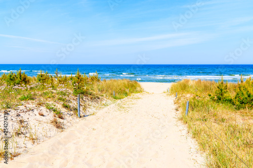 Path to beach among sand dunes in Baabe coastal village  Baltic Sea  Germany