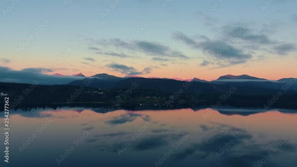 Aerial footage of Lake in Norway - Lofoten