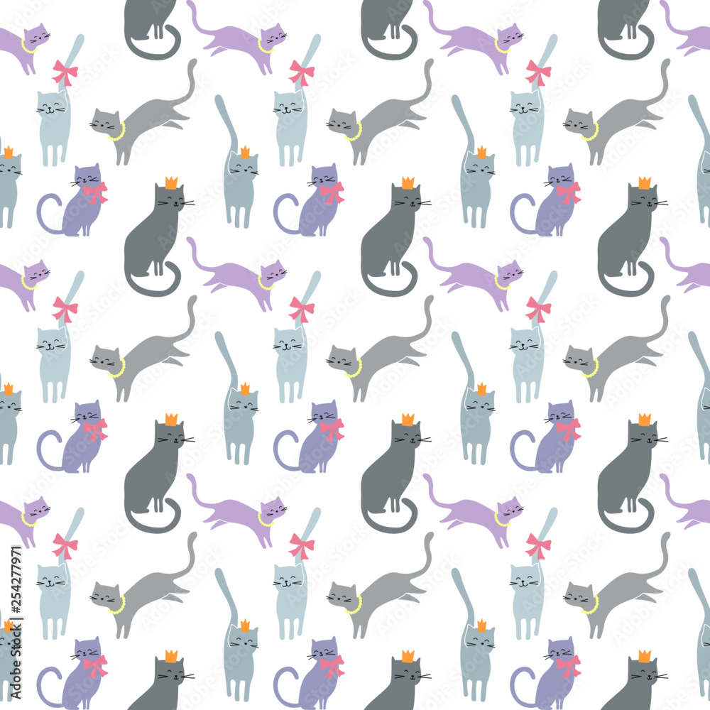 Cute cat vector pattern background texture