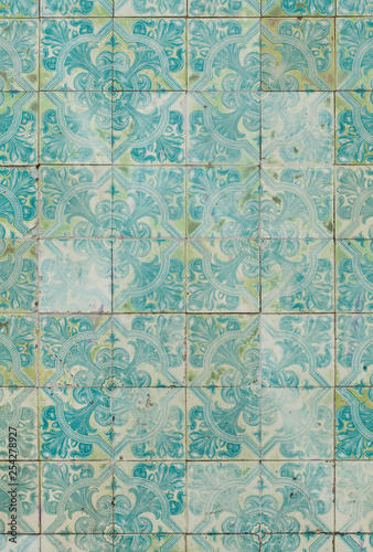 Traditional Portuguese azulejo tiles. Background texture.