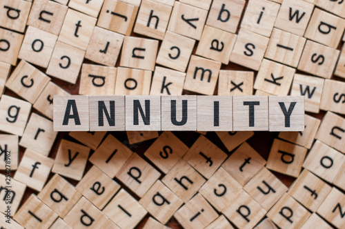 the word of ANNUITY on building blocks concept photo