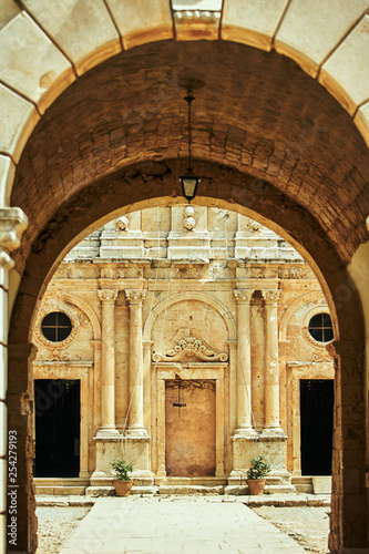 Entrance to the Orthodox monastery on the island of Crete.