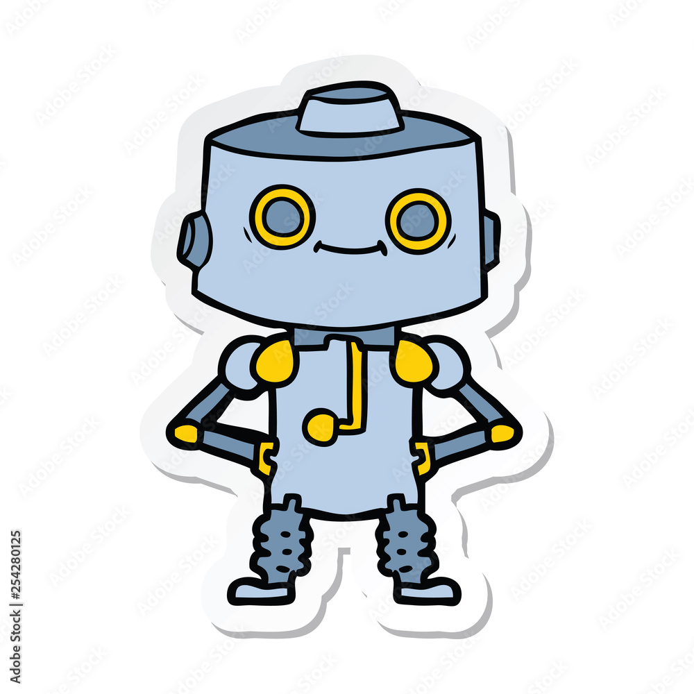 sticker of a cartoon robot sticker of a cartoon robot