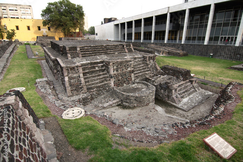 Remains of Aztec temples at the Plaza de las Tres Culturas (Square of the Three Cultures), Mexico City, Mexico. photo