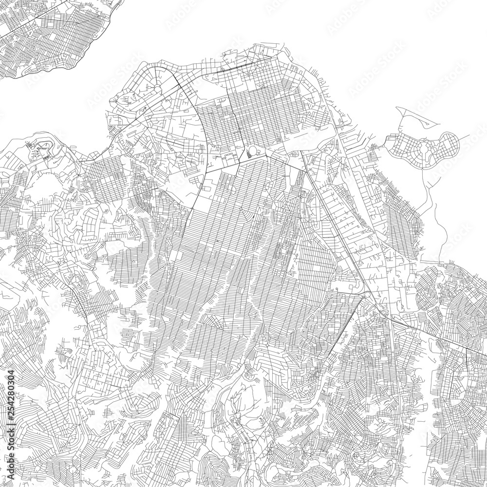 Fototapeta premium Mapa satelitarna Kinszasy (Leopoldville), stolicy i największego miasta Demokratycznej Republiki Konga. Mapa ulic i centrum miasta.