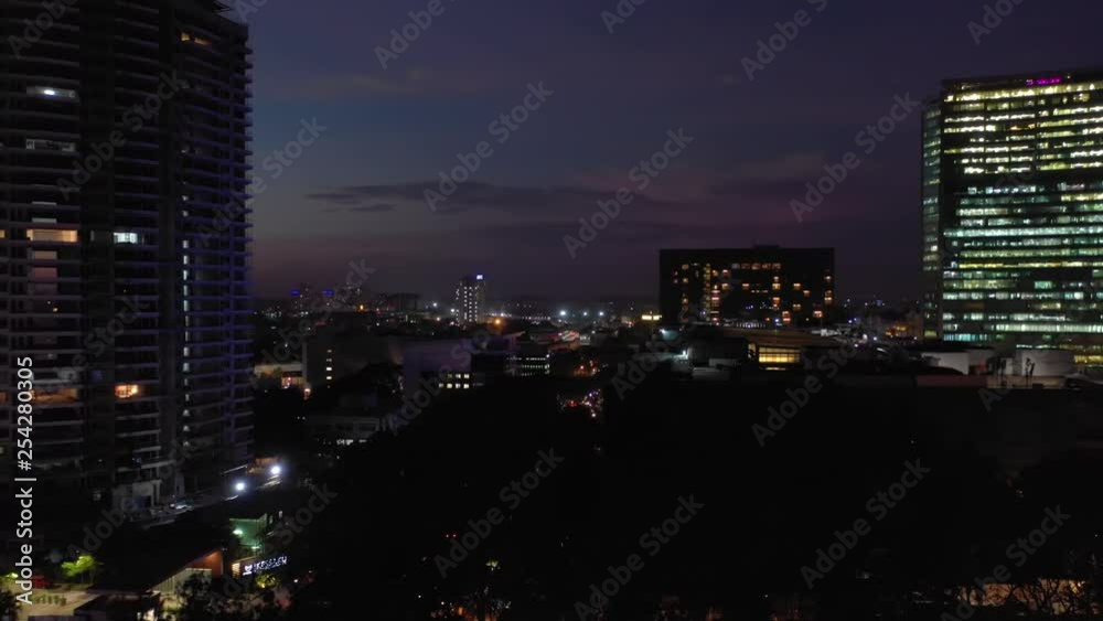 sunset night illuminated flight over bangalore cityscape wtc building aerial panorama 4k india sunset night illuminated flight over bangalore cityscape wtc building aerial panorama 4k india