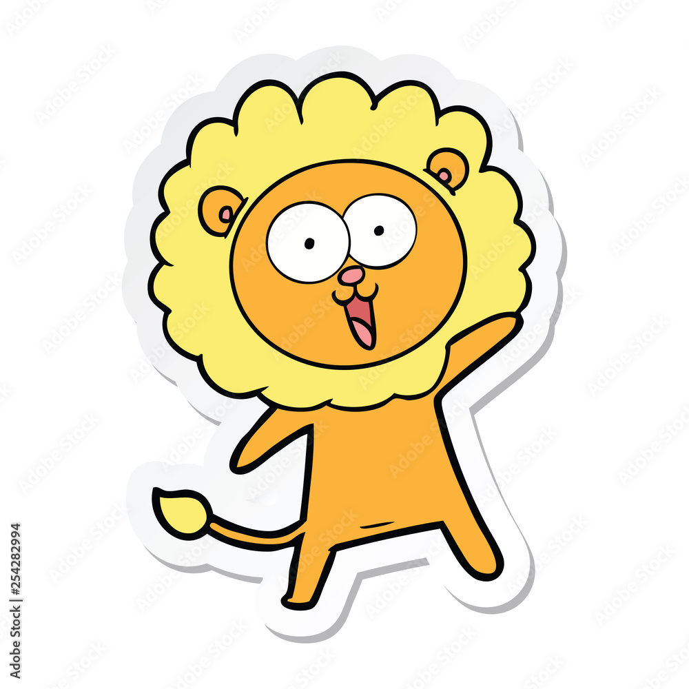 sticker of a happy cartoon lion sticker of a happy cartoon lion