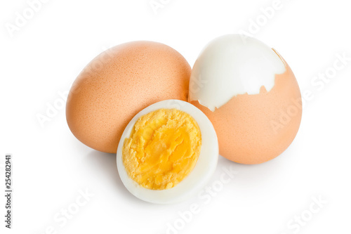 Fototapeta boiled egg and half isolated on white background