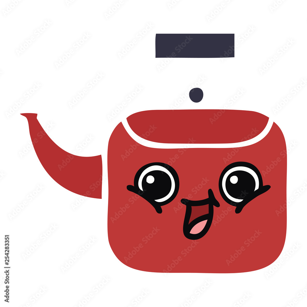 flat color retro cartoon kettle flat color retro cartoon kettle